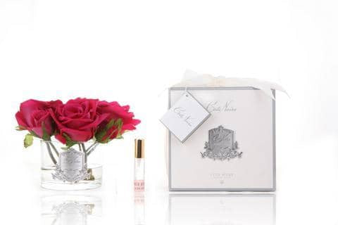Côte Noire Perfumed Natural Touch 5 Roses in Carmine Red NEW Clear Glass GMR64 FROM 70 TO 50!