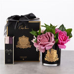 Cote Noire Perfumed Rose Bouquet in Black Glass - Gold Badge - SFR08 SUPER SALE