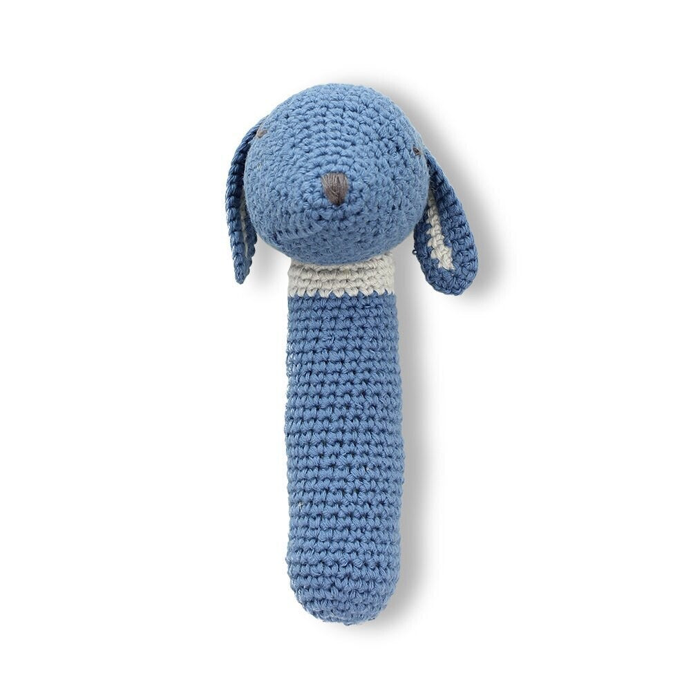 Fido Puppy Cotton Crochet Rattle - Blue