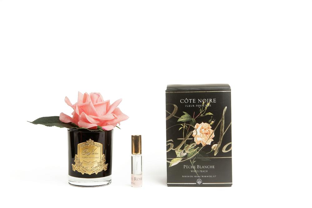 Cote Noire Perfumed Natural Touch Single Rose - Black White Peach - GMRB05