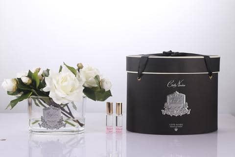 Cote Noire Luxury Range Oval - Ivory White Roses - LUVBOX